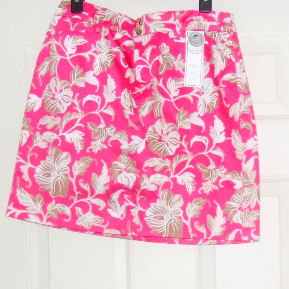 Charter Club Size 8 Skort Pink Floral Design Stretch New